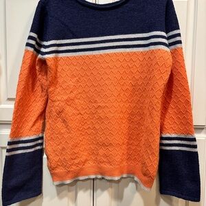 Orange and Navy Striped Women's Sweater